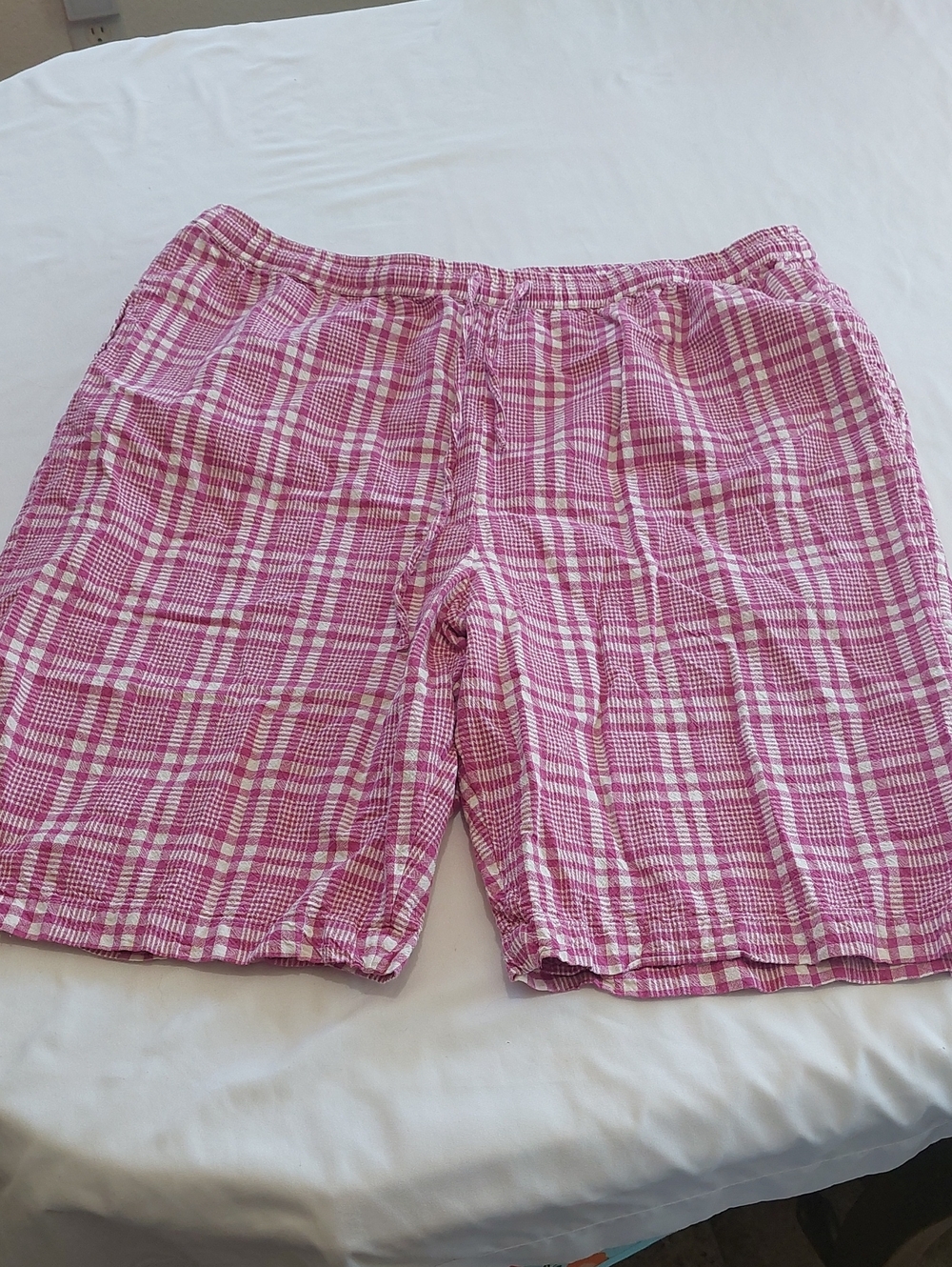Easy Essentials Pink Plaid Shortselastic Waist Shorts Size 1x
